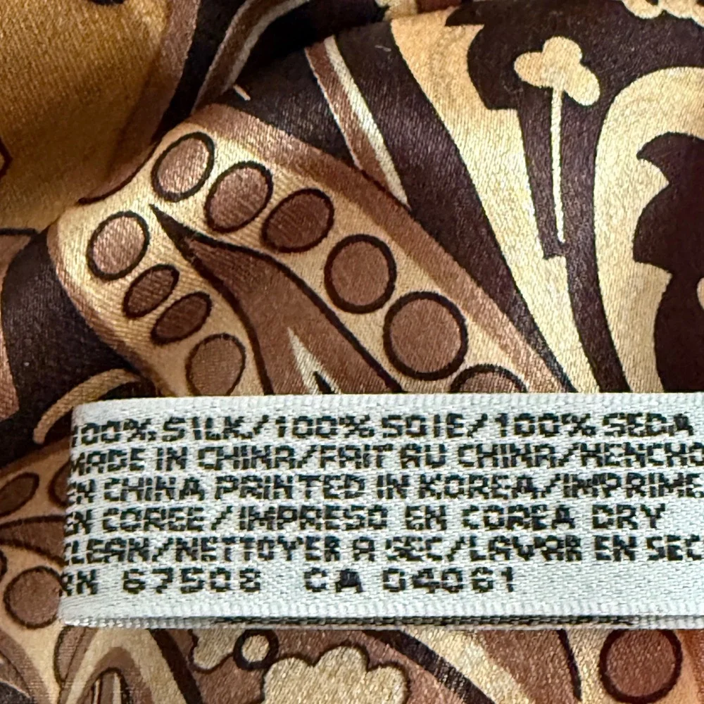 Elaine Gold XIIX Silk Paisley Scarf Brown Gold Heritage Equestrian 21x21 Preppy